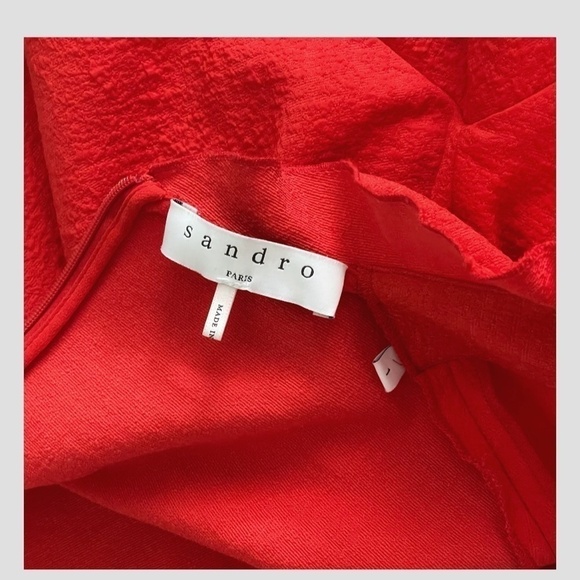 Sandro Short Dress Mini Crepe Fabric Cocktail Occasion Dress Short Sleeve Sz 1 - Picture 11 of 14